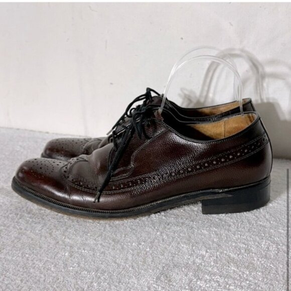 Vintage The Shoe People Brown Leather Wingtip Oxford Brogues Dress Shoes - Picture 4 of 15